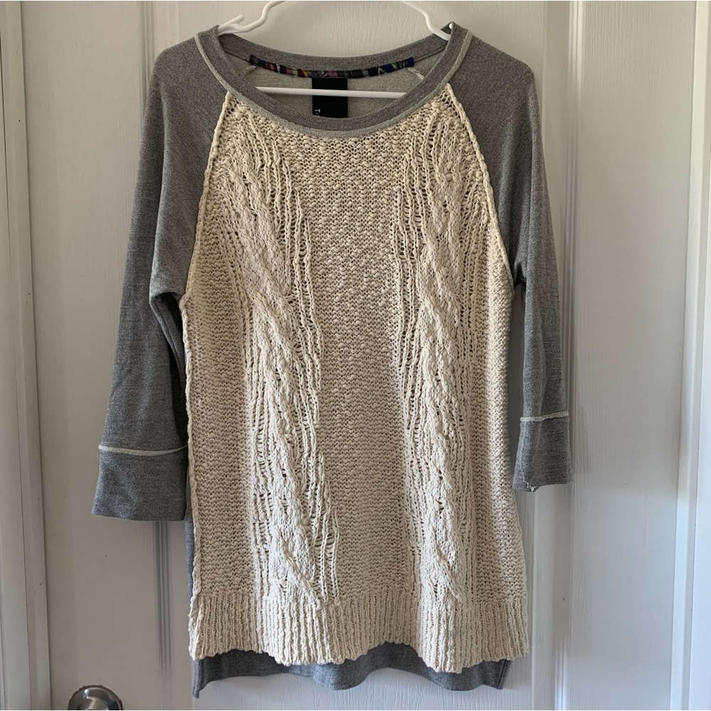 Anthropologie Dolan Tshirt mixed media sweater cable
knit and jersey knit